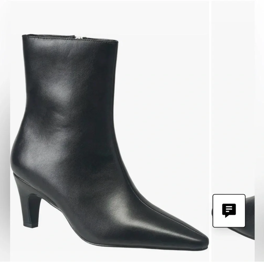 French Connection Ankle Bootie Alex Kitten Heel Black Faux Leather NIB - Picture 2 of 9